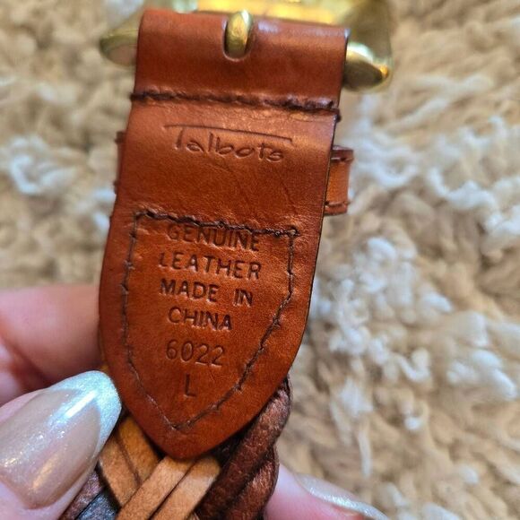 NWT Talbots Braided Brown Leather Belt L - Picture 3 of 6